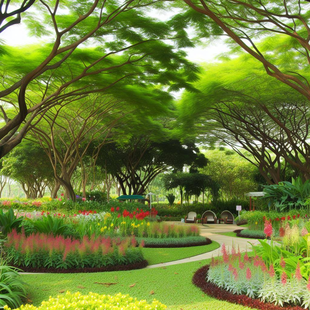 Jardin luxuriant et apaisant